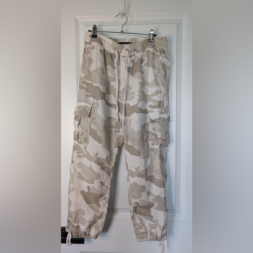 Sanctuary X Anthropologie Linen Camo Joggers Neutral Size XS